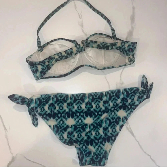 Victoria’s Secret Ikat Tribal Turquoise Tie Bottom Bikini Set  Sz Medium - Picture 5 of 7